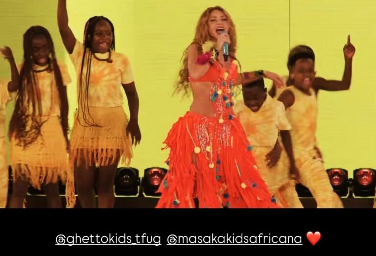 Singer Shakira with Masaka kids Africana and Ghetto kids at World cup